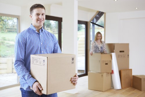 Packed household items prepared for careful loading during a Fulham home move