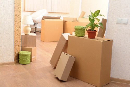 Commercial relocation items being organised into a moving truck in Fulham